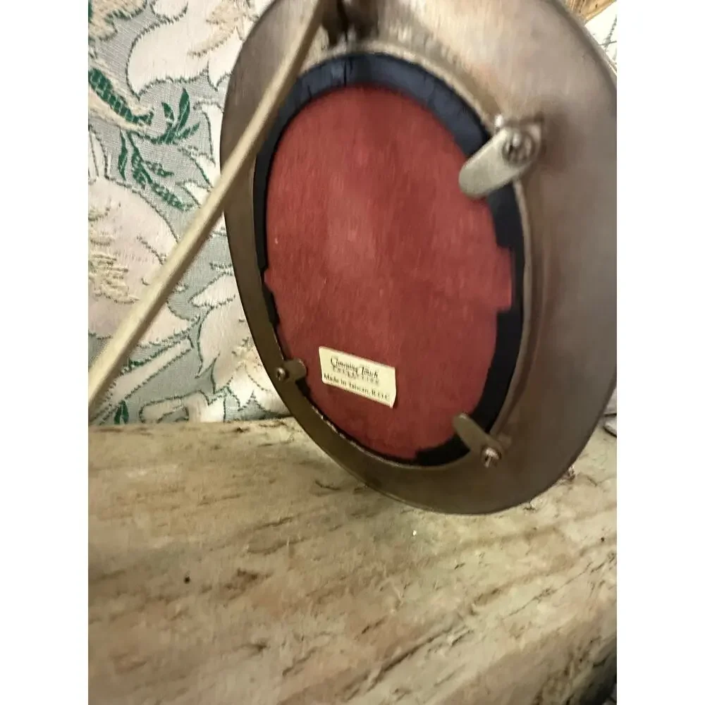 Vintage table mirror Crowning Touch Collection Framed Oval Gold brass easel 6”